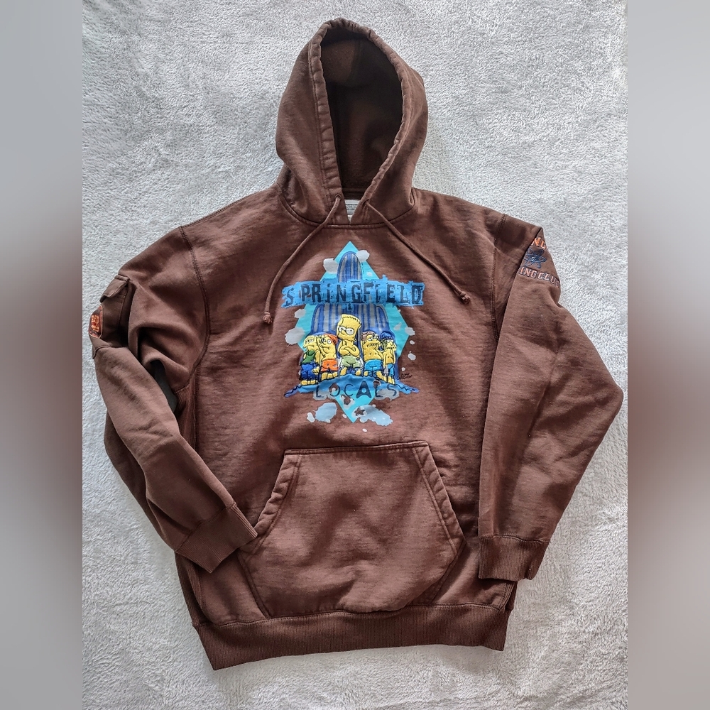 Vintage The Simpsons 07 Calhoun Sportswear M Springfield Locals Hoodie Brown